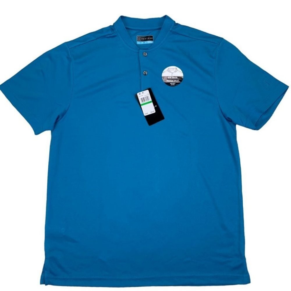 PGA TOUR Mens Edge Collar Polo Shirt Blue L